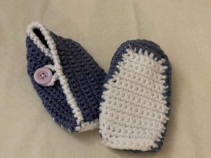 Deep Blue & White Baby Moccasins - Image 2